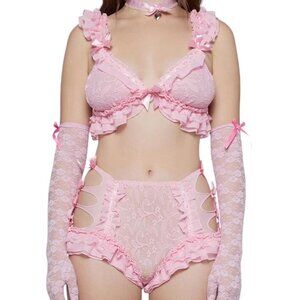 BNWT Sugar Thrillz Everybody Needs Somebody lace bralette AND panties set